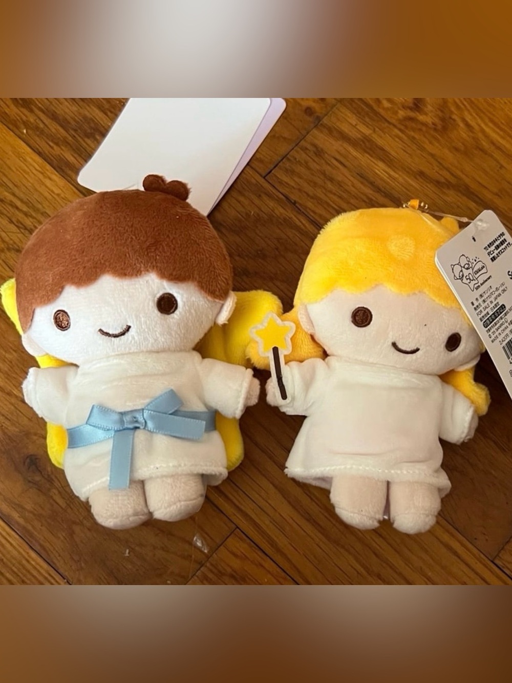 Sanrio Little Twin Stars Kiki and Lala Mascot Holder Keychains  70s Style Import